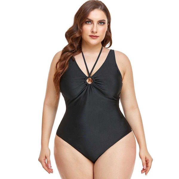 

big size one piece bikini pure color tight fashion suspenders womens swimsuit, White;black