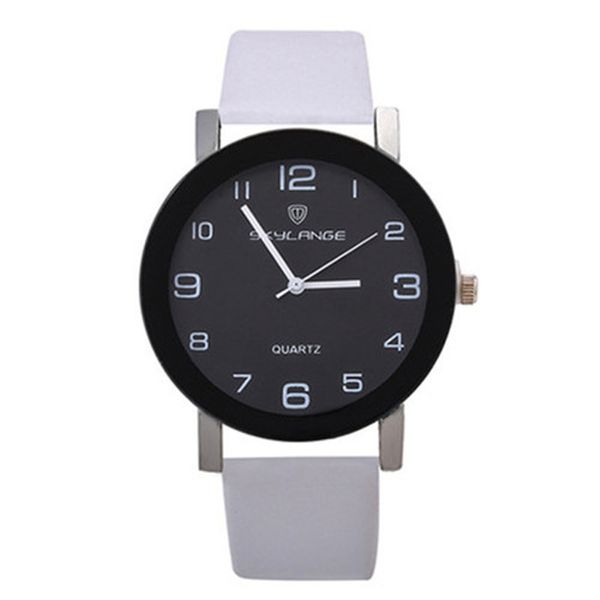 

hbp womens watches white leather strap 37mm fashion dial quartz electronic wristwatches casual business ladies clock couple wristwatch, Slivery;brown