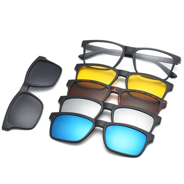 

sunglasses hjyfino 5 lenes magnet clip mirrored on clip glasses men polarized custom prescripti myopia 230211, White;black