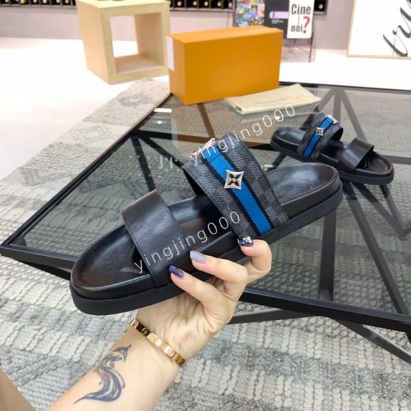 

2023 sandals men summer beach buckle strap soft chunky heel sports shoes man flat, Black
