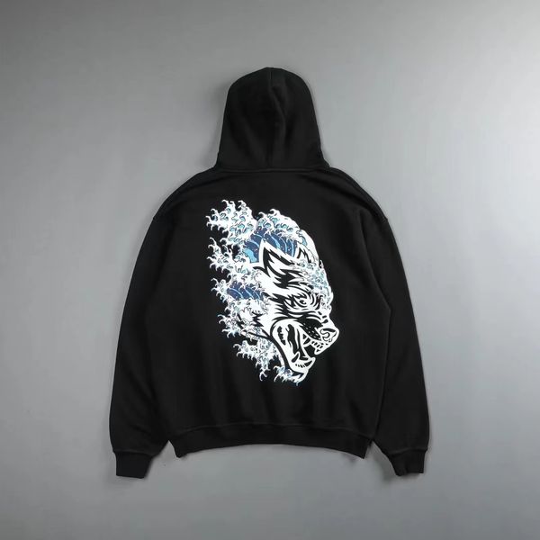 

men's hoodies sweatshirts darc sport fashion autumn winter wolves print men women cotton hooded pullover casual fleece hip hop 230210, Black