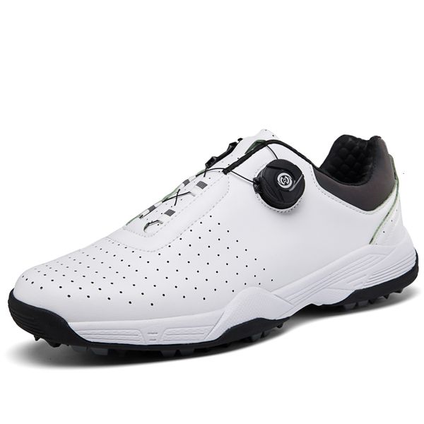 

safety shoes men professional golf waterproof spikes sneakers black white trainers big size women 230211, Black;brown