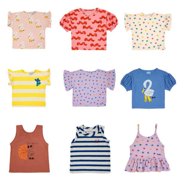 

t-shirts kids girls t-shirts bobo 2023 summer new fashion design cartoon lovely print children tees toddler baby designer clothes t230209, Blue