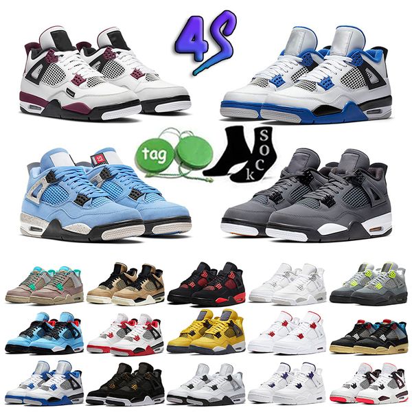 

jumpman 4 4s men women basketball shoes military black cat red thunder white oreo unc blue sail violet ore bred infrared grey metallic mens