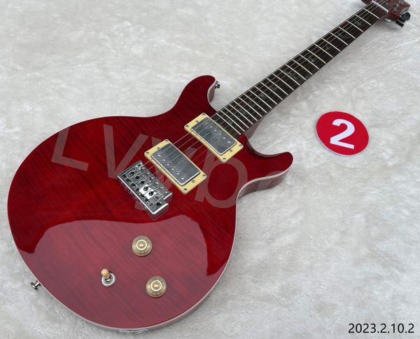 

in stocking electric guitar can ship out at onceno2 electric guitar see thru cherry red flame chrome cover pikups hh cream pickup rings 1v 1