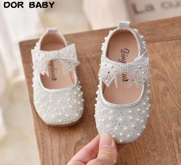 

girl039s princess shoes children039s fashion bow rhinestone leather kids shoe 2021 baby girls party student flat e5841178541, Black;grey