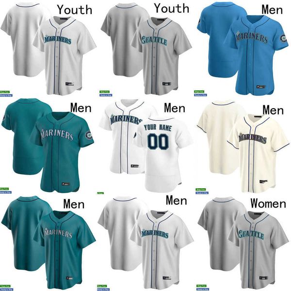 

men women youth seattle 13 abraham toro 10 jarred kelenic 22 luis torrens 24 ken griffey jr. 11 edgar martinez 17 mitch haniger baseball jer, Blue;black