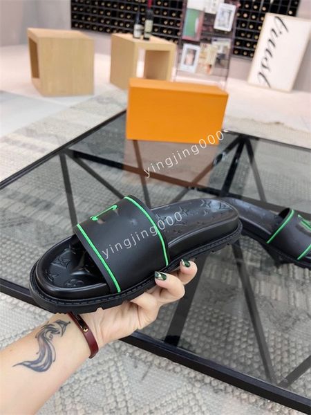

designer luxury sandal men chain slides summer rubber big head slides fashion beach shoes flat slippers quality, Black