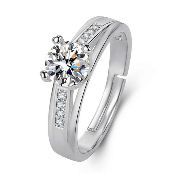 

men's adjustable zircon ring fashion fake diamond ring wholesale, Golden;silver