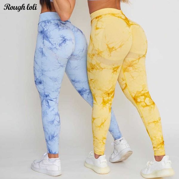 

yoga outfit new tie dye seamless leggings for women fitness scrunch butt legging workout gym tights high waist sport legging activewear t230