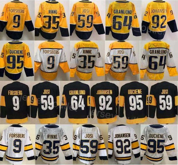 

men reverse retro hockey 59 roman josi jersey 35 pekka rinne 9 filip forsberg 92 ryan johansen 95 matt duchene 64 mikael granlund blank stad, Black;red