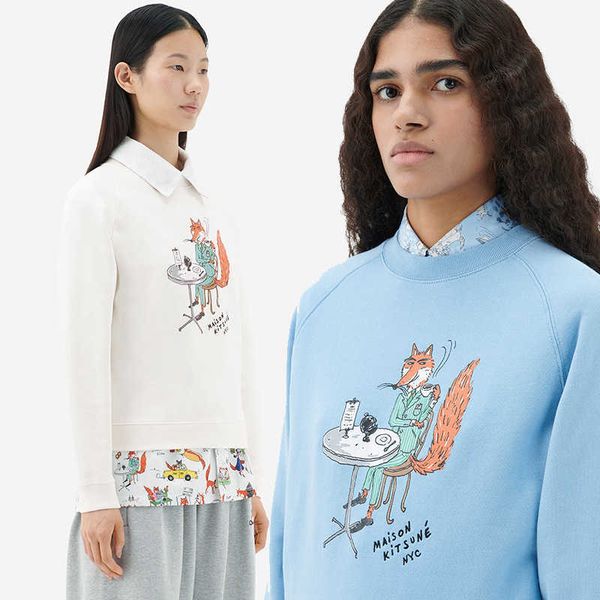 

maison kitsune designer sweatshirt fashion hoodie printed letter embroidered women's sweater, Black