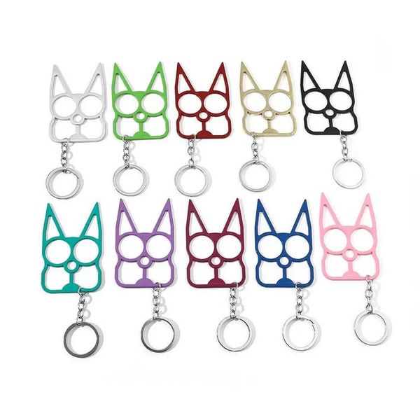 

mini self-defense cat keychains tool outdoor window breaker two-finger cat eye rabbit ear pendant bag charms key rings chains for women whol, Silver