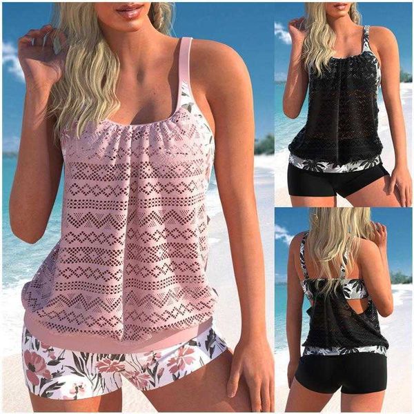 

tankini split swimsuit slim strap boxers conservative swimwear women, White;black
