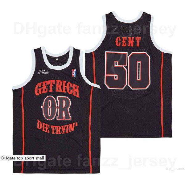

men movie 50 cent basketball jersey g unit get rich or die tryin hip hop team color black for sport fans breathable hiphop pure cotton unive