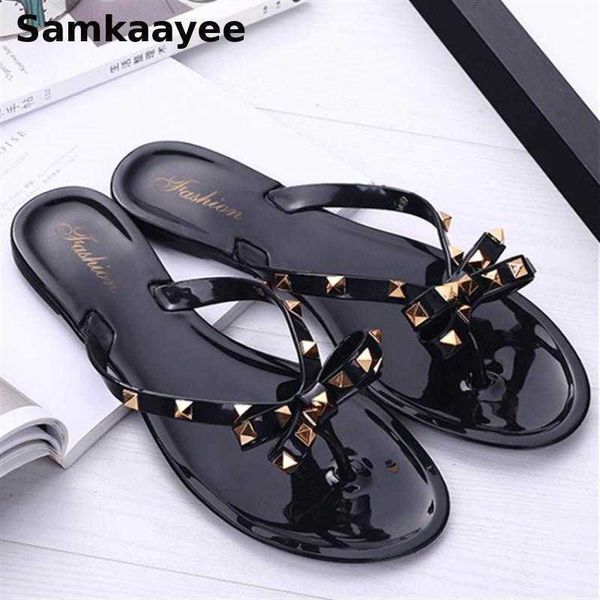 

slippers size 36-41 womens slippers summer female flip flops bowknot beach shoes crystal flats non-slip ladies indoor footwear y18 r230206, Black