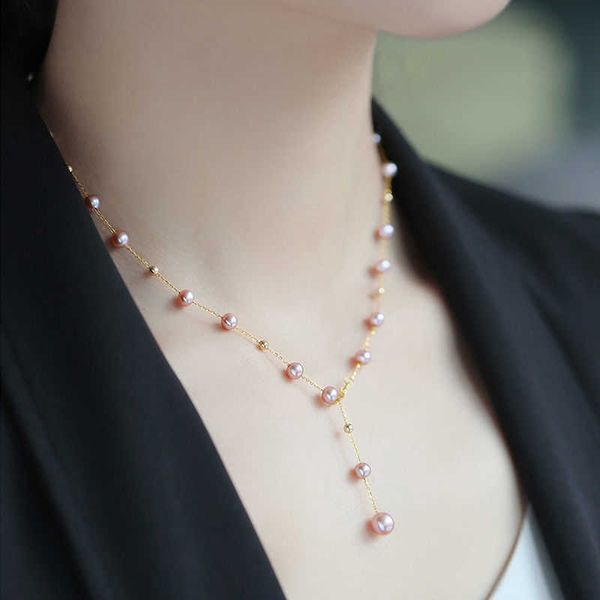 

pendant necklaces classic taro purple pearl sky star necklace pure natural color multiple wearing methods, Silver