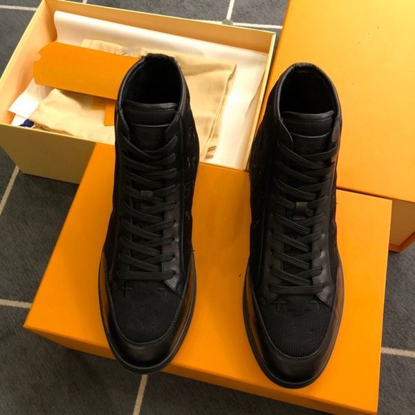 

designer calfskin boots casual shoes sneakers clothleather trainers fashion stylist shoes leisure shoe lace-up sneaker, Black