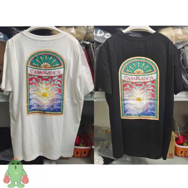 

men's t-shirts 2023 new design casablanca new shell ink painting letter printing tshirt men women loose casual tshirt j230210, White;black