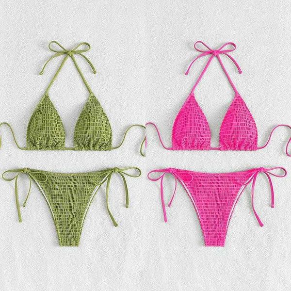 

halter bikini tied high waist split female bikimi, White;black