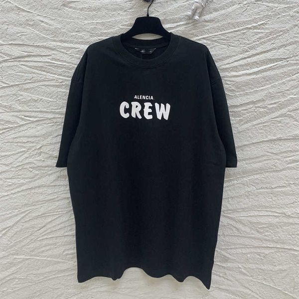 

men's hoodies sweatshirts summer b crew staff limited printing os loose version men's and women's short sleeved t-shirt hlw7, Black