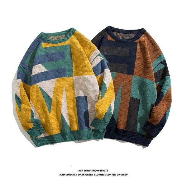 

men's sweaters vintage mens hip hop streetwear harajuku retro japanese style love knitted couples autumn cotton pullover 230210, White;black