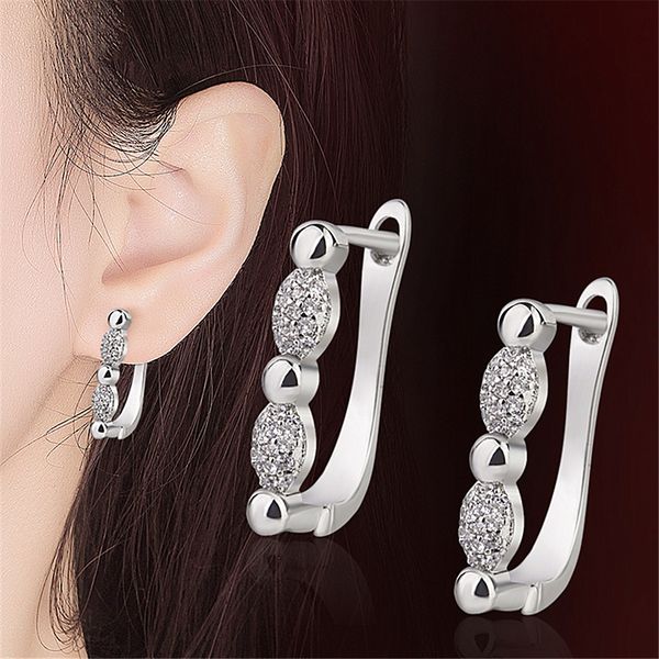 

women's zircon paved hoop earrings diamond fashion earrings hoop earrings wholesale, Golden;silver