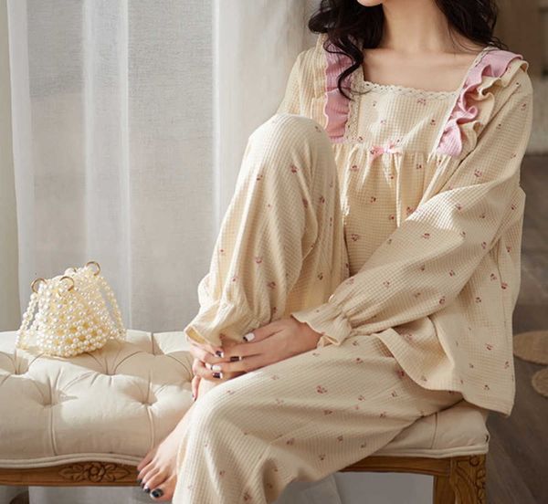 

colorful dream pajamas women's spring autumn and winter long-sleeved suits court style princess huafuge household clothes