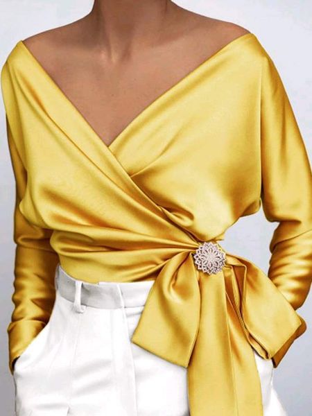 

women's blouses shirts vonda women fashion blouse elegant shirt solid v neck spring long sleeve casual party tunic blusas without broo, White