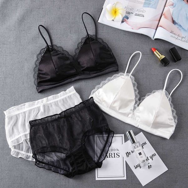 

bikinibikini thin belt girls' small chest underwear without steel ring silky and smooth lovely sweet suit, Red;black