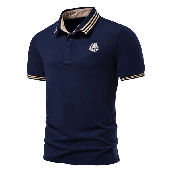 

men's polos summer men's fashion solid color casual t-shirt lapel slim short-sleeved european size 230211, White;black