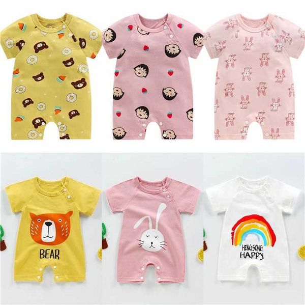 

sets new summer baby's one piece clothes for newborn baby cotton short sleeve clothing girl boy suit wholesale, White
