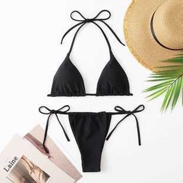 

bikini2022 new seductive bikini swimsuit plain split surfing for women, Red;black