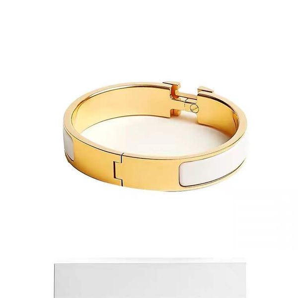 

fashion two size charm enamel gold silver buckle titanium steel letter designer design bangle bracelets for mens women party lovers gift jew, Black
