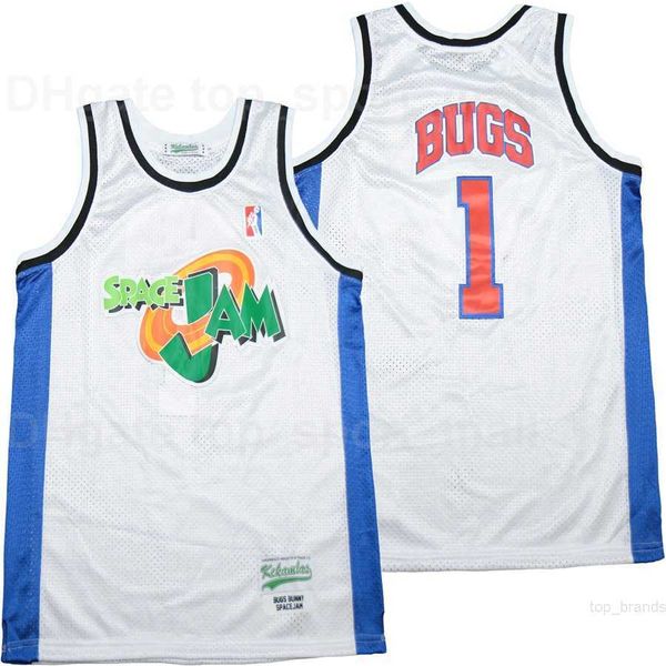

men space jam tune squad jersey 1 bugs bunny basketball sport uniform team color white all stitched breathable pure cotton high quality, Black