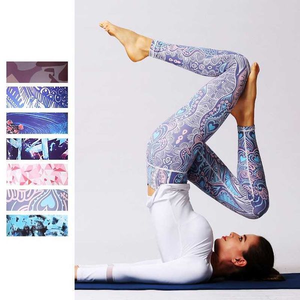 

yoga outfit cloud hide women home yoga pants fitness gym exercise sports leggings high waist long print tights workout running trouser t2302