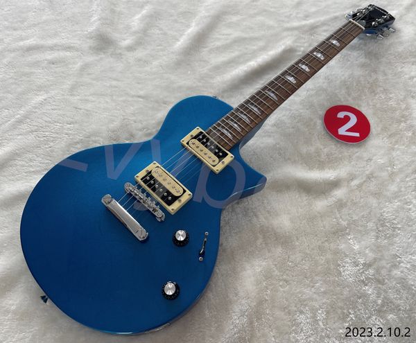 

in stocking electric guitar can ship out at onceno2 electric guitar chrome parts hh cover pickups tune o matic bridge and sail metalic blue