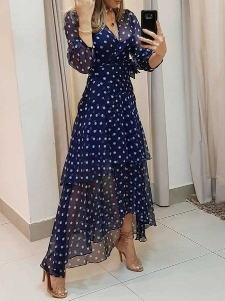 

party dresses polkadot print layered ruffles maxi dress t230210, White;black