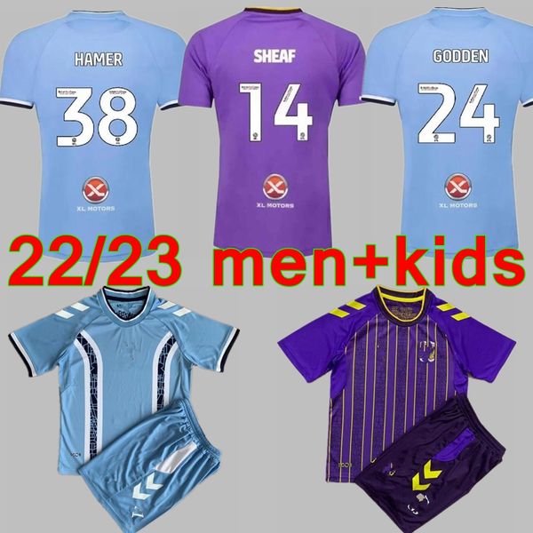 

22 23 soccer jerseys o hare sheaf gyokeres godden hamer 2022 2023 home blue men kids kit football shirts camiseta de futbol, Black