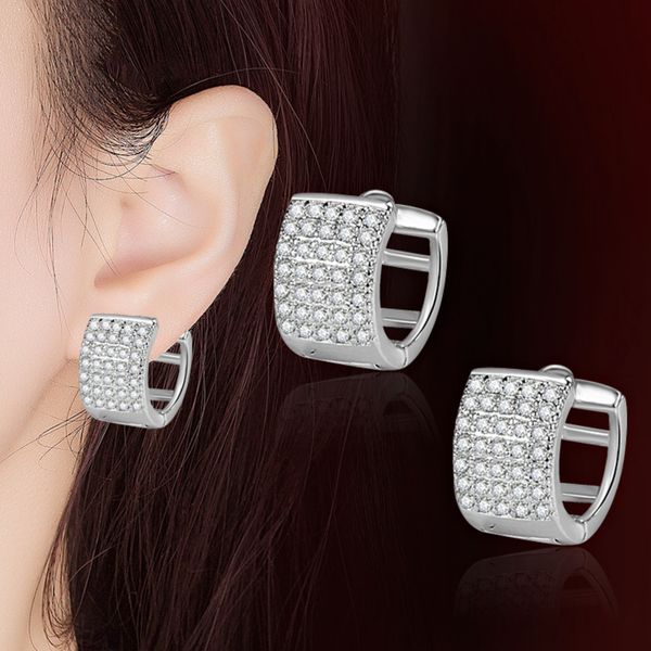 

diamond zircon earrings five-row diamond cuff earrings, Silver