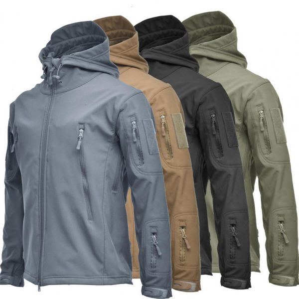 

men's jackets coats long sleeve camouflage thick zipper windbreaker windproof hood jacket coat male casual thin military outwear clothe, Black;brown