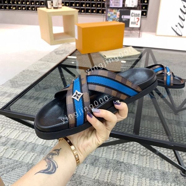 

sandals luxury men shoes slipper summer leather men's sandal casual slides outdoor flip flops size38-45, Black