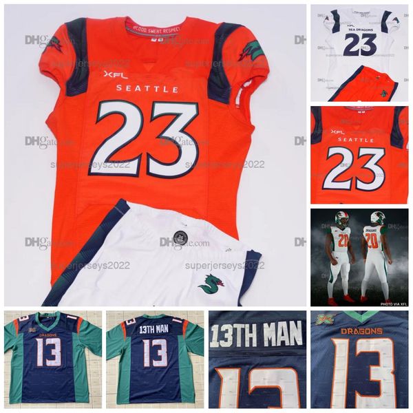 

6 ben dinucci 2023 seattle dragons xfl football jerseys harrison frost steven montez shabari davis qwynnterrio cole morgan ellison blake jac, Black;red