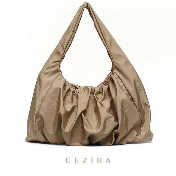 

shoulder bags cezira women brand fashion nylon shoulder bag 2021 large zipper ruched hobo handbags ladies casual soft tote daily shopper pur