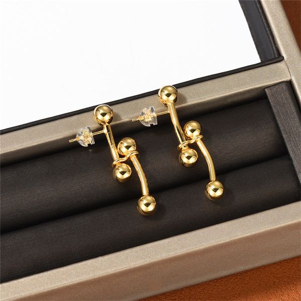 

french ins s925 silver needle stud gold color bean earrings trendy niche design temperament female jewelry accessories, Golden;silver