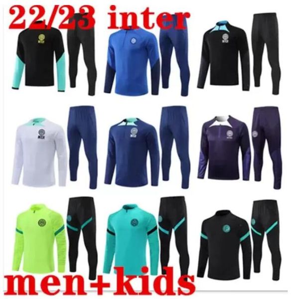 

2022 2023 soccer tracksuits jackets kits men and kids inter 22/23 milans camiseta de foot tracksuit lautaro chandal futbol soccer milano tra, Black