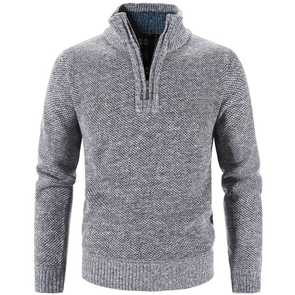 

mens sweaters winter mens fleece thicker sweater half zipper turtleneck warm pullover quality male slim knitted wool sweaters for spring 230, White;black