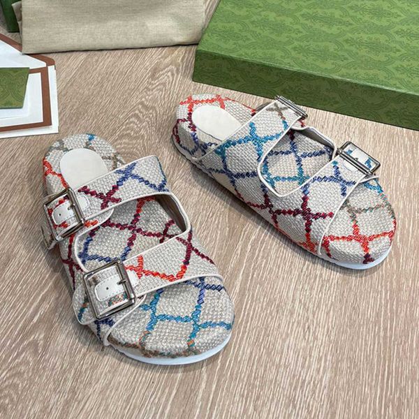 

men women platform slides luxury designer sandals multicolor slipper fashion beach shoes designer lady casual shoes 35-44 with box no298b, Black