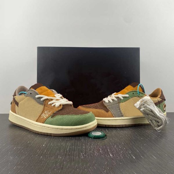 

mens shoes zion williamson jumpman 1 low og voodoo flax muslin fauna brown oil green sesame moon fossil men women sports sneakers 36-47, Black