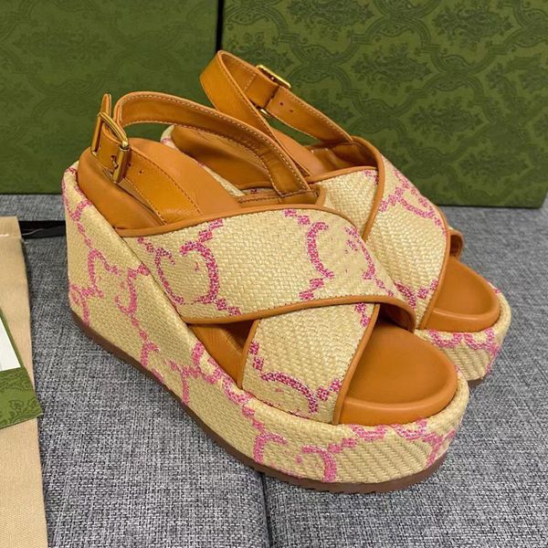 

casual shoes designer high platform slide sandals lady canvas thick bottoms slides flip flops fashion summer slipper beach 01, Black